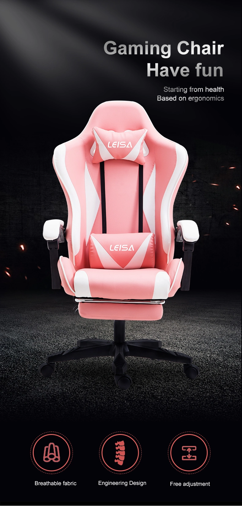 Classic Stylish Adjustable Gaming Office Chair with Headrest and Footrest Office Computer Recliner Gaming Chair Furniture