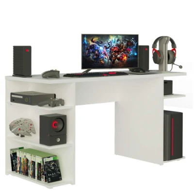 Компьютерный стол с полками, стол для домашнего офиса, стол для большой подставки для монитора, стол для геймера, деревянный стол, стол для игрового компьютера