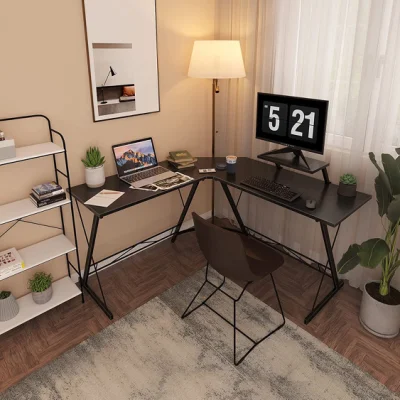 Компьютер для домашнего офиса, круглый угловой L-образный игровой стол с большой подставкой для монитора, рабочая станция